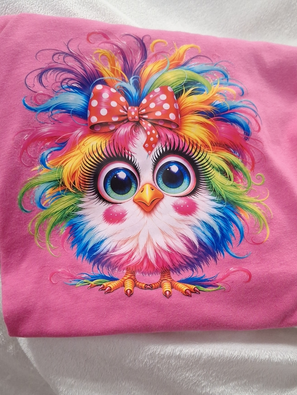 Girls' Pink Rainbow Feathery Owl Graphic Tee